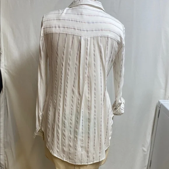 Candies Striped White Blouse M - Picture 4 of 7